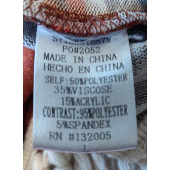 Entro Southwestern Sweater Top Women's LARGE Boho Fringe Lightweight Oversized - Picture 10 of 16